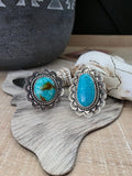JUNIOR BEGAY SCALLOPED BORDER TURQUOISE RING