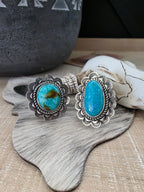 JUNIOR BEGAY SCALLOPED BORDER TURQUOISE RING