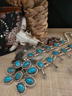 RITA DAWES TURQUOISE SQUASH BLOSSOM NECKLACE