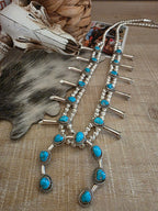 RITA DAWES SLEEPING BEAUTY TURQUOISE SQUASH BLOSSOM NECKLACE SET