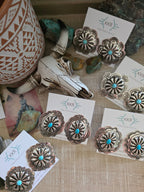 THE GENEVIEVE BLACKGOAT LARGE TURQUOISE CONCHO STUD EARRINGS
