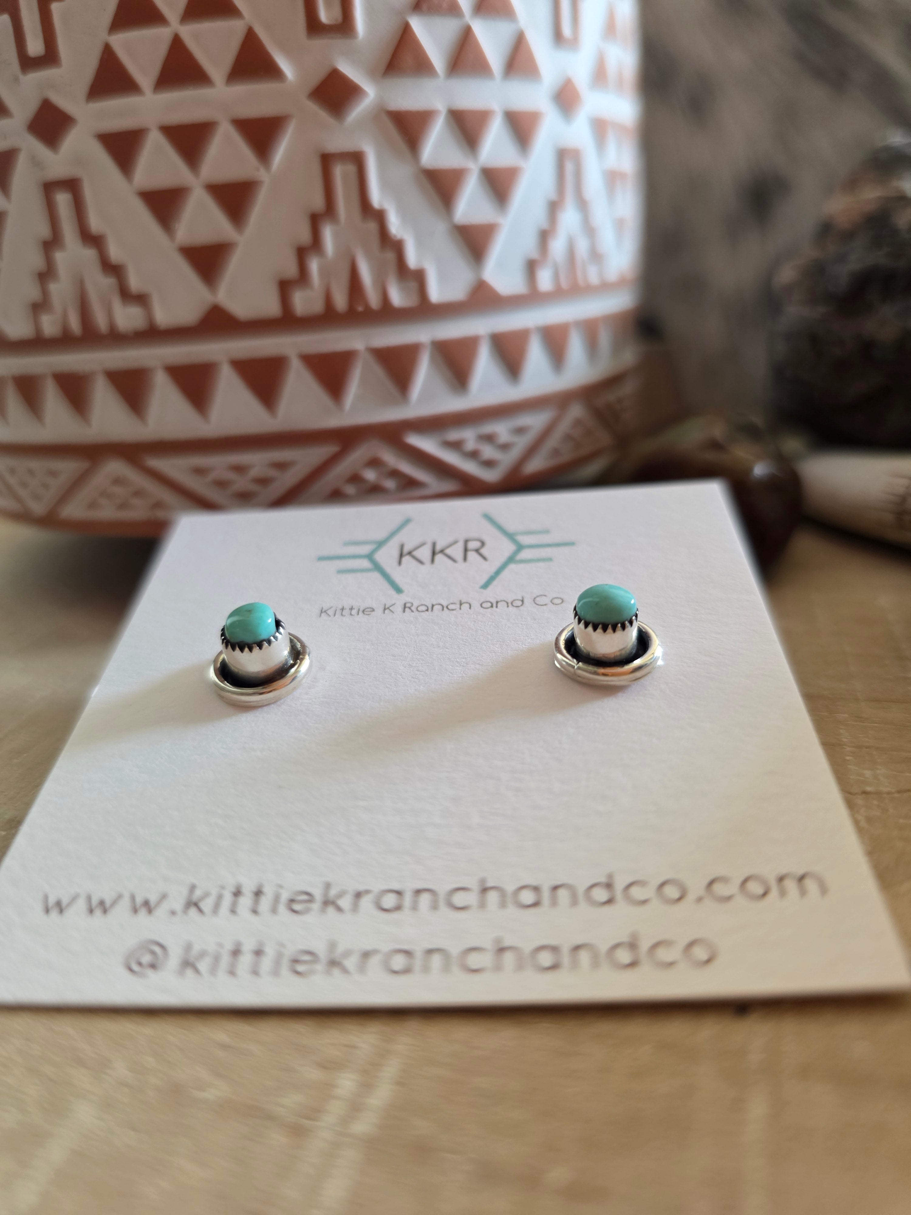 MARY TSADIASI ZUNI TURQUOISE STUD EARRINGS