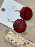 Western Rodeo Steer Head Beer Cap Earrings — Bull Motif Western Statement