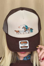 "Roping Cowboy" Trucker Hat — Otto 5-Panel Foam Front with DTF Western Print & Mesh Back