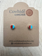Rowena Laweka Zuni Turquoise & Coral Sterling Silver Post Earrings