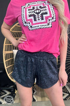 Sterling Kreek "Sheridan" Tooled Print Western Shorts — Midnight Black with Statement Tooled Detailing (small and XL remaining)