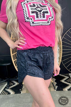 Sterling Kreek "Sheridan" Tooled Print Western Shorts — Midnight Black with Statement Tooled Detailing (small and XL remaining)