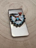 Sherry Nez Zuni Multi-Stone Inlay Money Clip — Sterling Silver & Stainless