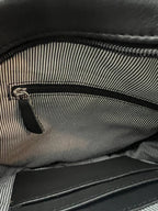 Western Small Canteen Crossbody Bag — Black & Turquoise Metallic Cowhide (9" Round)