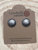 Sterling Silver Starburst Concho Earrings — 16 Gauge Western Statement