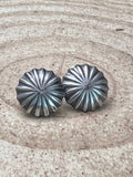 Sterling Silver Starburst Concho Earrings — 16 Gauge Western Statement
