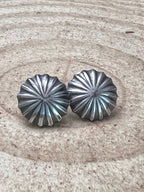 Sterling Silver Starburst Concho Earrings — 16 Gauge Western Statement