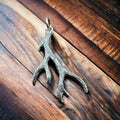 Sterling Silver Antler Charm/Pendant — Realistic Both-Side Design with Oxidized Texture & Jump Ring