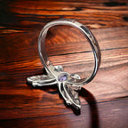 Sterling Butterfly Ring with Opalite inlay and CZ - Size 10
