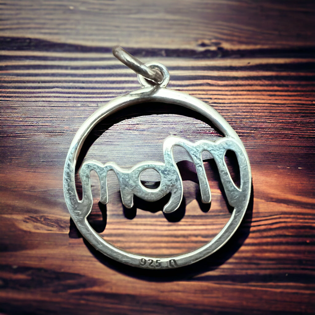 Sterling Silver "Mom" Pendant/Charm — Mother's Day Sentimental Western Statement