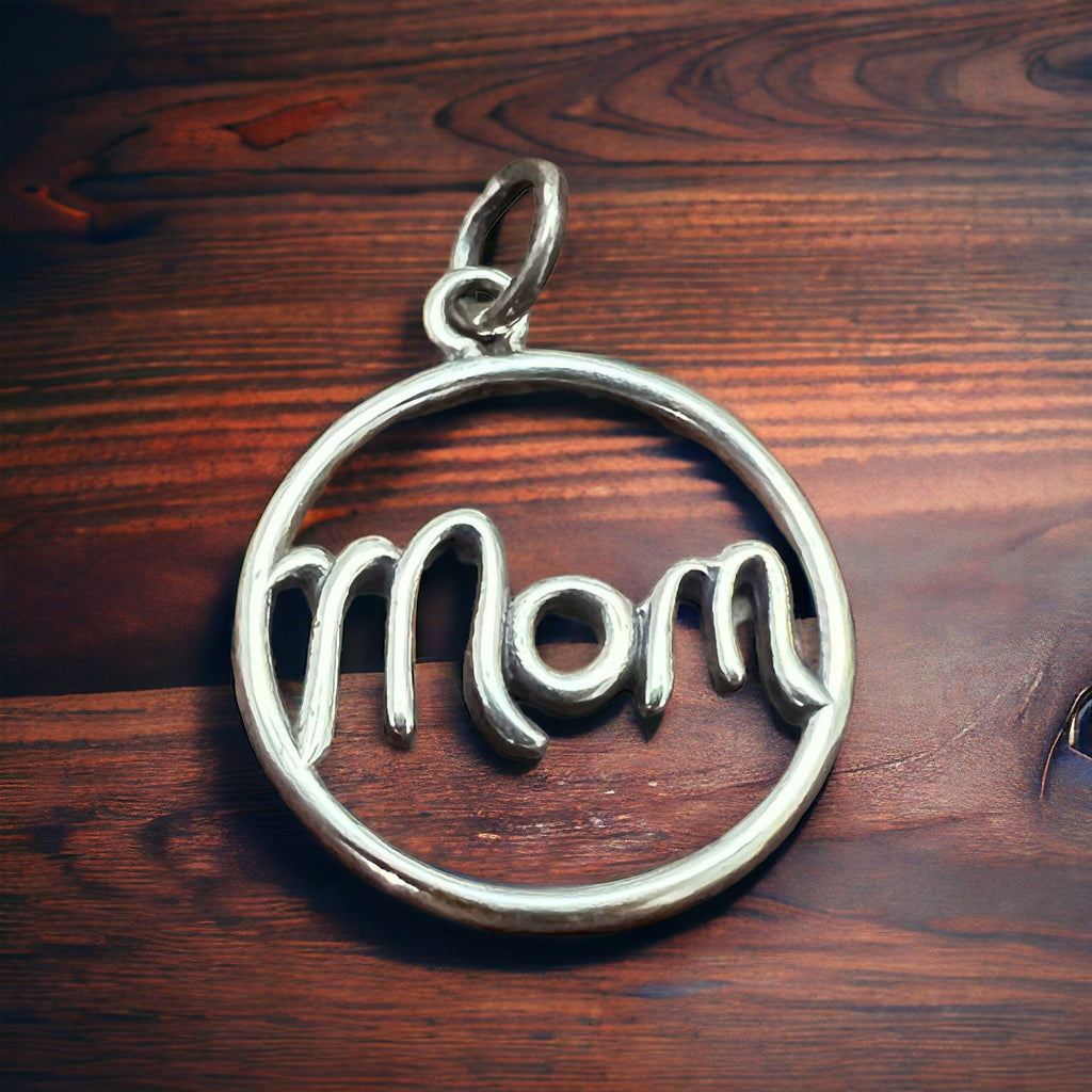 Sterling Silver "Mom" Pendant/Charm — Mother's Day Sentimental Western Statement