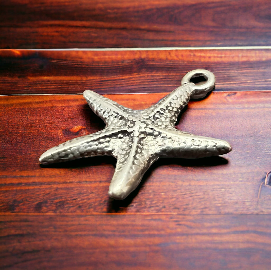 Sterling Silver Starfish Pendant/Charm — Intricate Ocean-Lover Statement