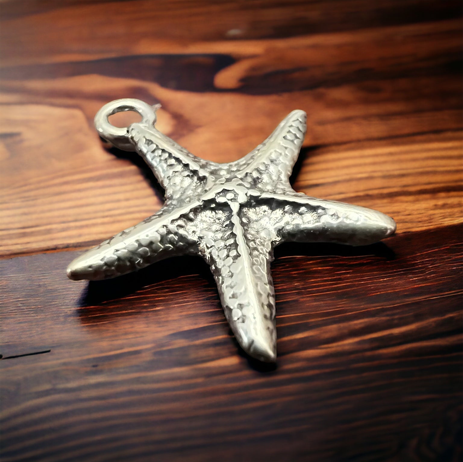 Sterling Silver Starfish Pendant/Charm — Intricate Ocean-Lover Statement