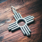Sterling Silver "Zia" Pendant — Open-Center Bright .925 with Bold Southwestern Symbol
