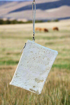 Sterling Kreek "Golden Hour" White Cowhide Bag — Gold-Flecked Western Statement (12")