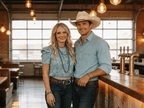 LUCKY & BLESSED Turquoise Boots Print Puff Short Sleeve Western Top — Iconic Western Boot Print Cowgirl Statement