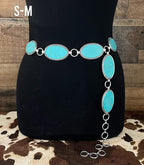 Turquoise Lynx Oval Western Concho Belt — Adjustable Southwest Style