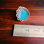 Turquoise Cabochon Sterling Silver Flower-Base Ring — Size 7