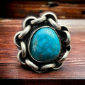 Turquoise & Sterling Silver Links Ring — Size 11 (Men's)