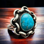 Turquoise & Sterling Silver Links Ring — Size 11 (Men's)