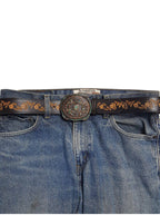 Vintage Brass Floral Western Buckle — Antique Patina Finish (Buckle Only)