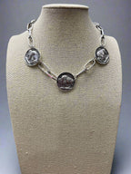 Western Rustic Buffalo Coin Choker & Earring Set — Burnished Silver Western Jewelry Duo