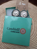 Western Buffalo Coin Dangle Earrings with Faux Turquoise — Statement Drop