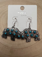 Western Buffalo Faux White Buffalo Stone Dangle Earrings — 1½" Drop