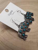 Western Buffalo Faux White Buffalo Stone Dangle Earrings — 1½" Drop