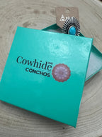 Western Concho & Faux Turquoise Adjustable Statement Ring — 1.5" Bold Western Hand Statement