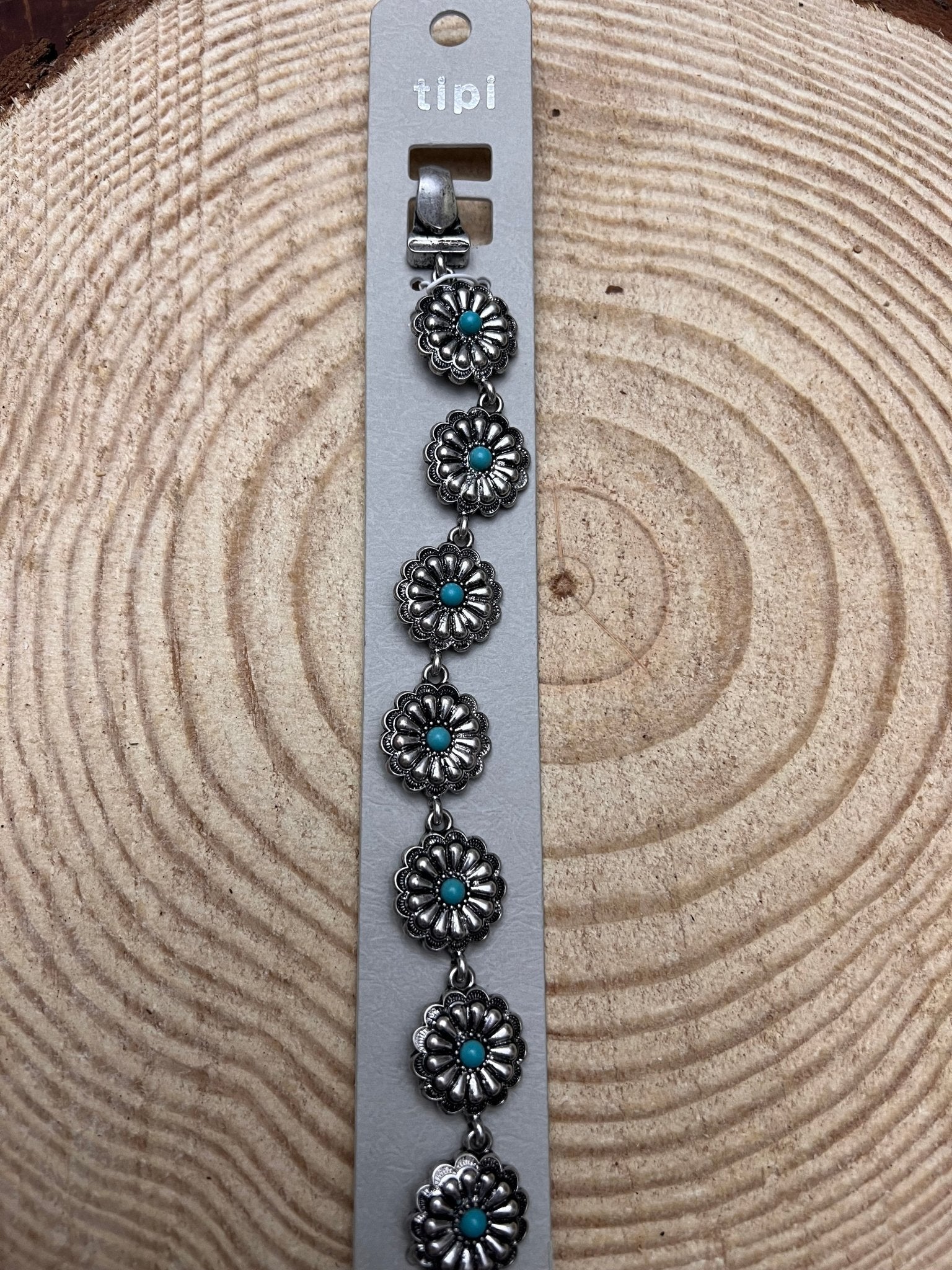 Western Concho & Faux Turquoise Magnetic Bracelet