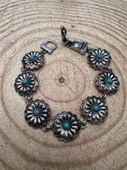 Western Concho & Faux Turquoise Magnetic Bracelet