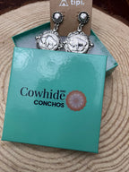 Western Faux Buffalo Coin Stud Earrings — Petite Western Studs