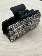Western Faux Silver Claw Clip — Large 4.5" Polished Hair Statement