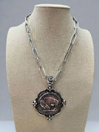 Western Statement Buffalo Coin Necklace & Earring Set — 2.5" Oversized Pendant (18 Inch)