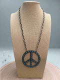 Western Turquoise Peace Pendant Necklace — 22 Inch Statement with 3" Pendant