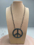 Western Turquoise Peace Pendant Necklace — 22 Inch Statement with 3" Pendant