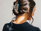 Western Faux Turquoise Rectangle Hair Claw Clip — 2.5" Southwestern Statement
