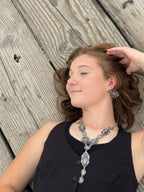 Western Faux White Buffalo Lariat Statement Necklace — 24 Inch Bold Statement