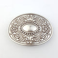 Western Floral Etched Belt Buckle — Premium Silver Plating with Intricate Floral Etching