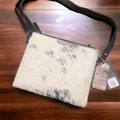 Western Hand-Tooled Genuine Hair-On Leather Crossbody Handbag — Full Grain Cowhide with YKK Zipper