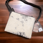Western Hand-Tooled Genuine Hair-On Leather Crossbody Handbag — Full Grain Cowhide with YKK Zipper