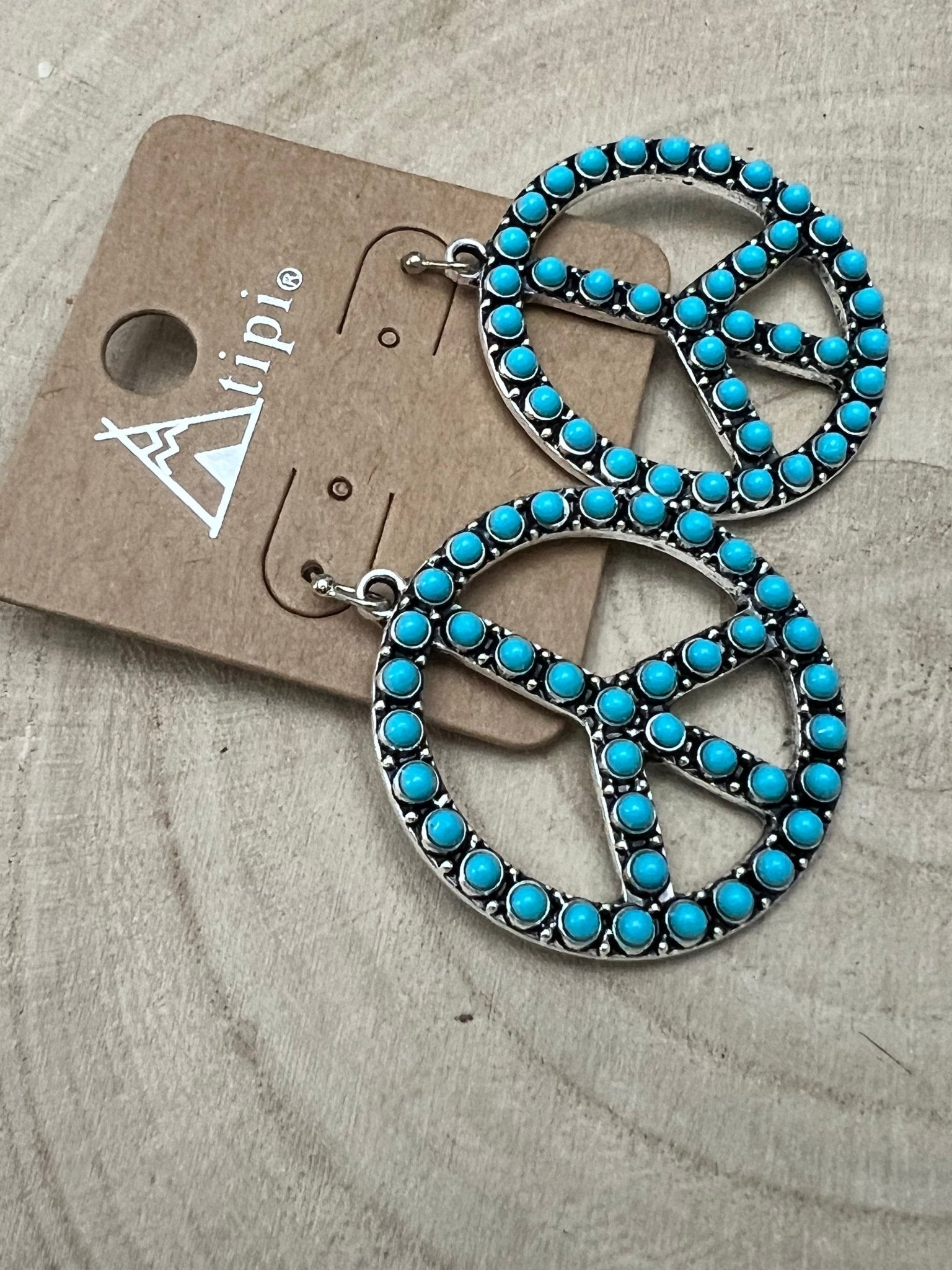 Western Large Peace Sign Dangle Earrings — Rustic 1¼" Statement