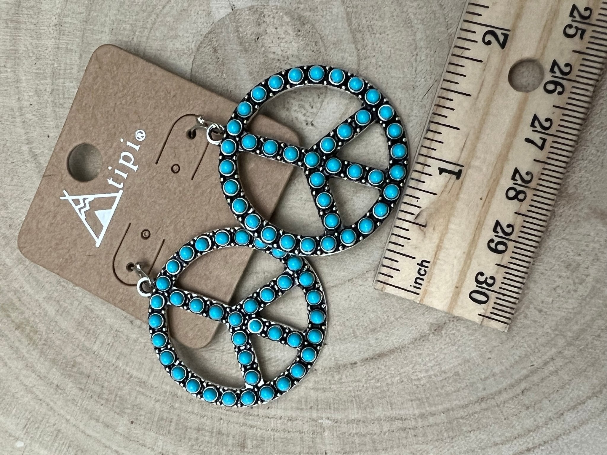 Western Large Peace Sign Dangle Earrings — Rustic 1¼" Statement