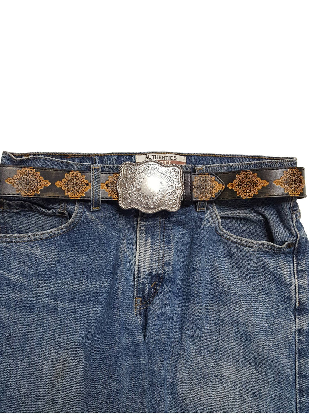 Western Matte Silver Plaque Buckle — Star Detail (Buckle Only)